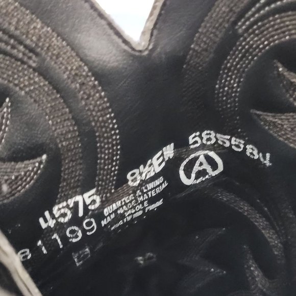 Vintage Acme Cowboy Boots Ostrich Print Mens 8.5 EW Black Original Box 80s - Picture 9 of 13